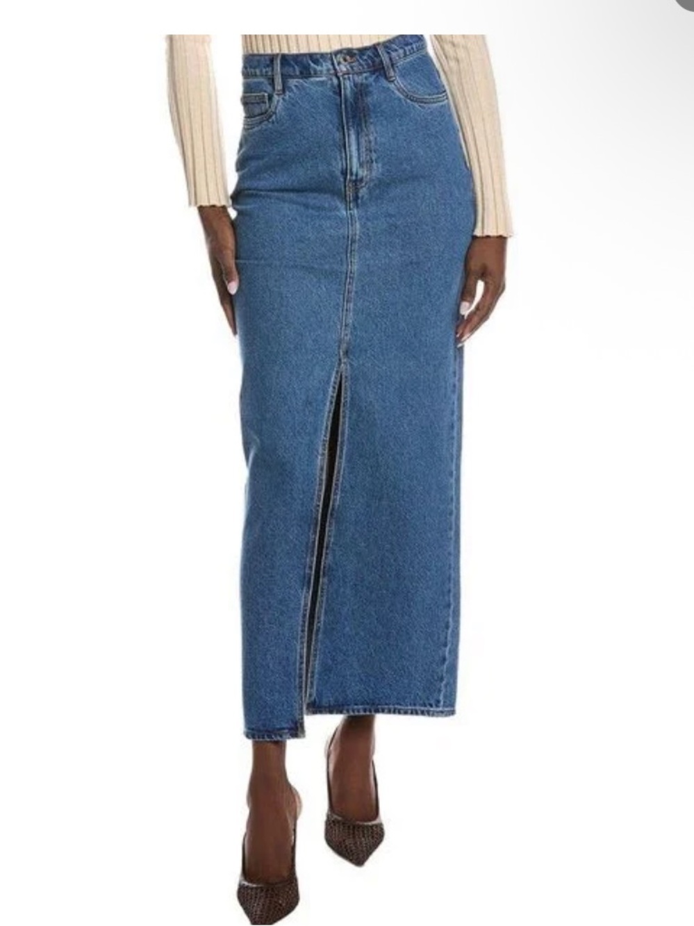 NWT Derek Lam 10 Crosby Denim Maxi Skirt with Front Slit 25